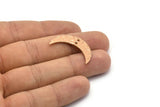 Hammered Moon Crescent Charm, 2 Rose Gold Plated Brass Hammered Moons with 2 Holes  (30x8x1.2mm) N0387 Q0066