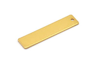 Dikdörtgen Kolye Çubuğu, 1 Delikli 6 Altın Kaplama Pirinç Damgalama Kolye, Boşluklar (35x8x0,80 mm) A0814 Q0350
