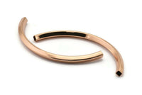Square Curved Tubes - 2 Rose Gold Plated Brass Square Curved Tubes (95x5x5mm) Sq20 BRC274