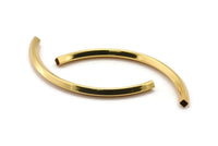 Square Curved Tubes - 2 Gold Plated Brass Square Curved Tubes (95x5x5mm) Sq20 BRC274