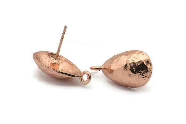 Rose Gold Earring Post, 2 Rose Gold Plated Brass Drop Earring Posts With 1 Loop (21x11x16mm) E291 Q0593