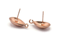 Rose Gold Earring Post, 2 Rose Gold Plated Brass Drop Earring Posts With 1 Loop (21x11x16mm) E291 Q0593