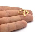 Universe Cosmos Ring, 2 Gold Plated Brass Moon And Planet Rings - Round Cabochon Size: 6mm N0127 Q0232