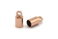 Rose Gold Tassel End Caps, 12 Rose Gold Plated End Cap, Cord Tips, Cord Ends (9x4mm) Cap 7 B0017 Q0215