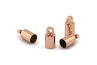 Rose Gold Tassel End Caps, 12 Rose Gold Plated End Cap, Cord Tips, Cord Ends (9x4mm) Cap 7 B0017 Q0215
