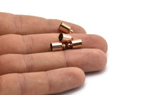 Rose Gold  Barrel End With Loop - 10 Rose Gold Plated Barrel End With Loop (6x10mm) Leather Cord Ends Bs-1647 Q0213