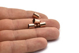 Rose Gold  Barrel End With Loop - 10 Rose Gold Plated Barrel End With Loop (6x10mm) Leather Cord Ends Bs-1647 Q0213