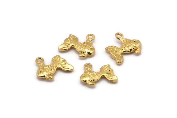 Altın Balık Tılsımı, 6 Altın Kaplama Pirinç Balık Kolye, Mücevher Malzemeleri, Bulgular (12x10mm) N0365