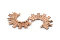 Gül Altın Güneş Kolye, 2 Halkalı 1 Gül Altın Kaplamalı Pirinç Dokulu Güneş Kolye (34,5x24x2,2 mm) E205 Q0527