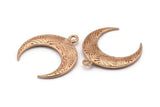 Rose Gold Moon Charm, 1 Rose Gold Plated Textured Horn Charms, Pendant, Jewelry Finding (27x8.25x3.30mm) N0207
