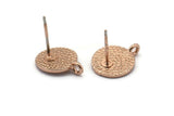 Rose Gold Earring Posts, 4 Rose Gold Plated Brass Round Earring Stud, Earring Charms With 1 Loop (10mm) N0793 Q0820