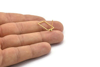 Gold Rectangle Earring, 6 Gold Plated Brass Hammered Rectangle Earring Charms With 1 Pad (19x12x0.6x1mm) E371 Q0517