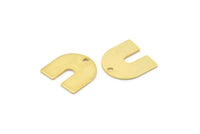 Gold U Shape Charm, 4 Gold Plated Brass U Shaped Charms With 1 Hole, Blank (15x0.80mm) M329