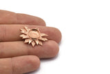 Rose Gold Sunflower Charm, 2 Rose Gold Plated Brass Flower Charm Earrings With 1 Loop, Pendants (21x30mm) N0742 Q0809