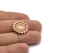 Rose Gold Sunflower Charm, Rose Gold Plated Brass Flower Charm Earrings With 1 Loop, Pendants, Earrings (25mm) N0808 Q0812