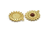 Gold Sunflower Charm, Gold Plated Brass Flower Charm Earrings With 1 Loop, Pendants, Earrings (25mm) N0808 Q0812