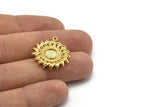 Gold Sunflower Charm, Gold Plated Brass Flower Charm Earrings With 1 Loop, Pendants, Earrings (25mm) N0808 Q0812