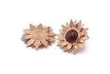 Rose Gold Sunflower Earring, 2 Rose Gold Plated Brass Flower Stud Earrings - Pad Size 10mm N0702 Q0818