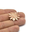Rose Gold Sunflower Earring, 2 Rose Gold Plated Brass Flower Stud Earrings - Pad Size 10mm N0702 Q0818