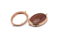 Rose Gold Oval Setting, 1 Rose Gold Plated Brass Oval Settings With 2 Loops and 1 Pad Setting (39x25x3.8mm) BS 2046 Q0483