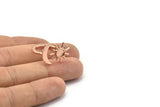 Rose Gold Ring Settings, 2 Rose Gold Plated Brass Moon And Sun Ring With 1 Stone Setting - Pad Size 5mm N1021 Q0955