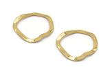 Gold Circle Charm, 6 Gold Plated Brass Wavy Circle Charms Without Hole, Earrings, Findings (26x25x0.60mm) D0715