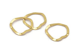 Gold Circle Charm, 6 Gold Plated Brass Wavy Circle Charms Without Hole, Earrings, Findings (26x25x0.60mm) D0715