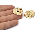 Gold Wavy Disc, 4 Gold Plated Brass Wavy Disc Charms With 1 Hole, Earrings, Pendants, Findings (29x26x0.60mm) D0801