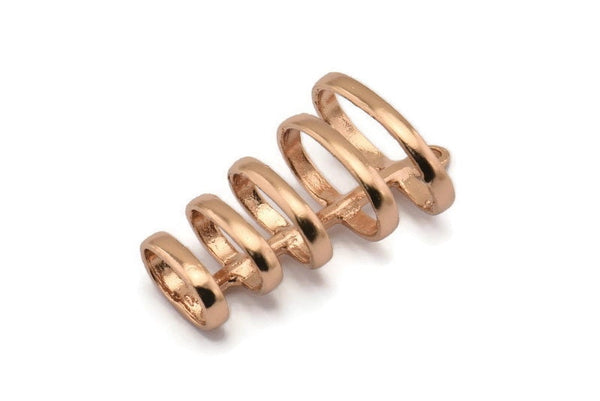 Rose Gold Spiral Pendant ,1 Rose Gold Plated Brass Pendant with 5 Rings and 1 Loop (37x21x14mm) N0368 Q0193