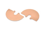 Semi Circle Charm, 2 Rose Gold Plated Brass Semi Circle Charm Pendants With 2 Holes (33x22x0.80mm) D0669 Q0766