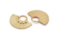 Semi Circle Pendant, 1 Gold Plated Brass Semi Circle  Pendants (32x25mm) N0392 Q0025