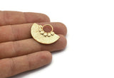 Semi Circle Pendant, 1 Gold Plated Brass Semi Circle  Pendants (32x25mm) N0392 Q0025
