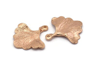 Ginkgo Leaf Pendant, 2 Rose Gold Plated Brass Leaf Charms (26x25mm) N0393 Q0096
