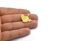 Ginkgo Leaf Pendant, 2 Gold Plated Brass Leaf Charms (26x25mm) N0393 Q0096