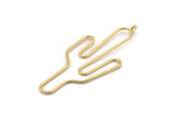 Wire Cactus Earring, 2 Gold  Plated Brass Wire Cactus Earring Findings, Jewelry Supplies, Findings, Charms (64x28x1mm) Bs 1700 Q0111