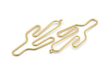 Wire Cactus Earring, 2 Gold  Plated Brass Wire Cactus Earring Findings, Jewelry Supplies, Findings, Charms (64x28x1mm) Bs 1700 Q0111