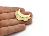 Gold Flower Pendant, 1 Gold Plated Brass Elegant Semi Flower Earring Findings With 2 Loops (42x31mm) U132 Q0549