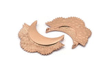 Rose Gold Flower Pendant, 1 Rose Gold Plated Brass Elegant Semi Flower Earring Findings With 2 Loops (42x31mm) U132 Q0549