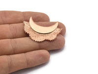 Rose Gold Flower Pendant, 1 Rose Gold Plated Brass Elegant Semi Flower Earring Findings With 2 Loops (42x31mm) U132 Q0549