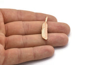 Rose Gold Amazon Leafs, 2 Rose Gold Plated Brass Leaf Connector Charms, Tribal Pendants With 1 Hole (37x7mm) N0385 Q0395