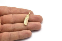 Gold Amazon Leafs, 2 Gold Plated Brass Leaf Connector Charms, Tribal Pendants With 1 Hole (37x7mm) N0385 Q0395