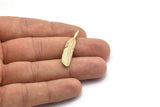 Gold Amazon Leafs, 2 Gold Plated Brass Leaf Connector Charms, Tribal Pendants With 1 Hole (37x7mm) N0385 Q0395