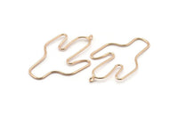 Kaktüs Küpe Telleri, 2 Gül Altın Kaplama Pirinç Kaktüs Küpe Parçası, Mücevher Malzemeleri, Parçalar, Tılsımlar (54x31x1mm) Bs 1701 Q0304