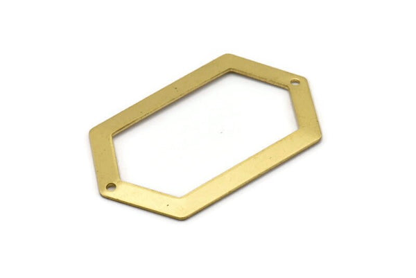 Pirinç Altıgen Konnektör, 2 Delikli 6 Ham Pirinç Altıgen Konnektör (54x32x0,80 mm) D0395