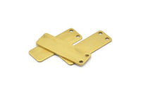 Brass Necklace Bar, 12 Raw Brass Rectangle Stamping Blank, Pendant with 2 Holes (30x10x0.80mm) b0135