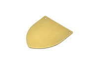 Brass Power Necklace, 12 Raw Brass Stamping Blank Charm, Shield Pendant, (37x31x0.80mm) (b0086)