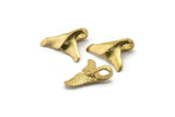 Brass Fish Tail Charm, 6 Raw Brass Fish Tail Pendants, Jewelry Supplies, Findings (13x14.50mm) N0332