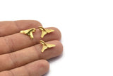Brass Fish Tail Charm, 6 Raw Brass Fish Tail Pendants, Jewelry Supplies, Findings (13x14.50mm) N0332