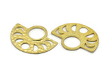 Moon Phases Pendant, 4 Raw Brass Semi Circle Pendants, Earring Findings (39x30x1.5x1mm) U091