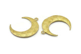 Brass Moon Charm, Raw Brass Textured Horn Charms, Pendant, Jewelry Finding (36x11x3.40mm)  N0238